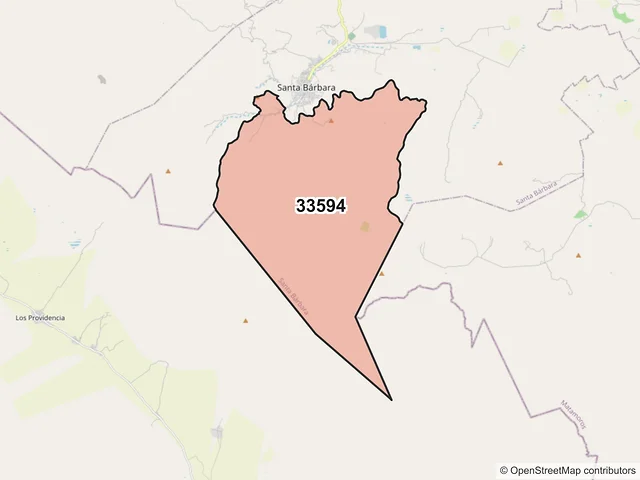 Mapa del código postal 33594, Santa Bárbara, Chihuahua