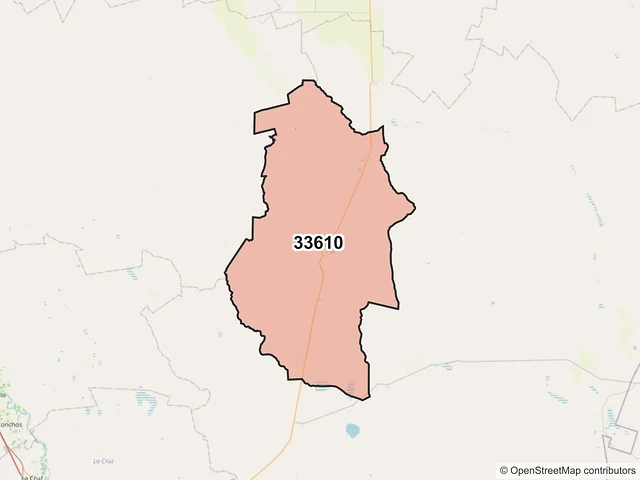 Mapa del código postal 33610, Camargo, Chihuahua