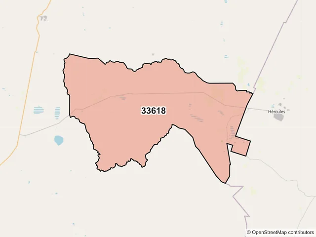 Mapa del código postal 33618, Camargo, Chihuahua