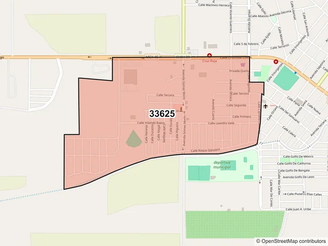 Mapa del código postal 33625, Saucillo, Chihuahua