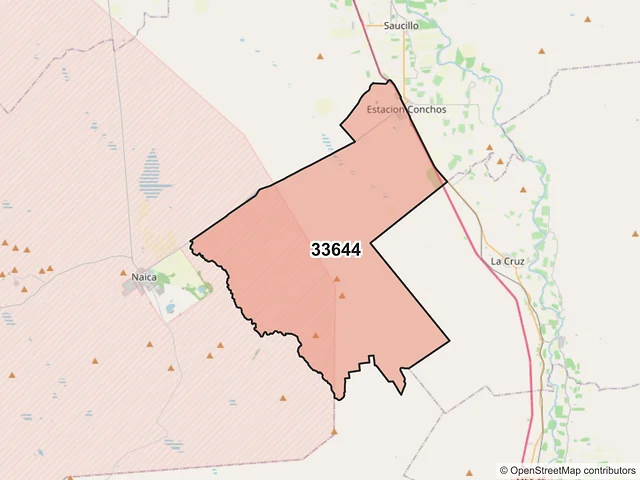 Mapa del código postal 33644, Saucillo, Chihuahua