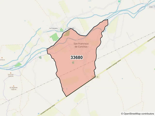 Mapa del código postal 33680, San Francisco de Conchos, Chihuahua