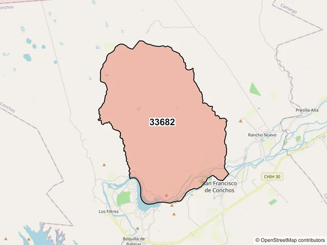 Mapa del código postal 33682, San Francisco de Conchos, Chihuahua