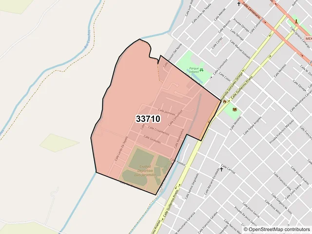 Mapa del código postal 33710, Camargo, Chihuahua
