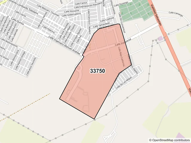 Mapa del código postal 33750, Camargo, Chihuahua