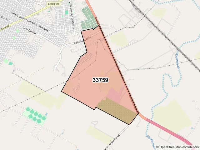 Mapa del código postal 33759, Camargo, Chihuahua