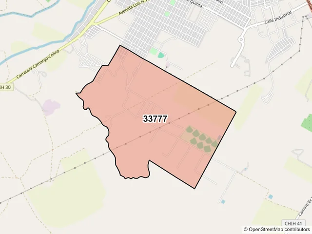 Mapa del código postal 33777, Camargo, Chihuahua