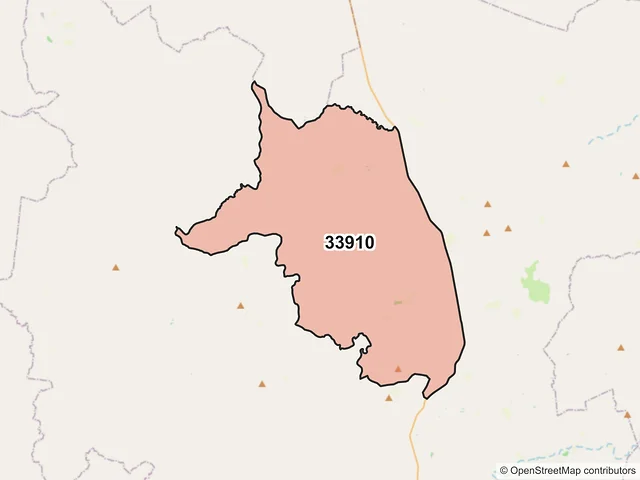 Mapa del código postal 33910, Hidalgo del Parral, Chihuahua