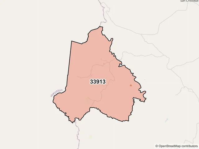 Mapa del código postal 33913, Hidalgo del Parral, Chihuahua