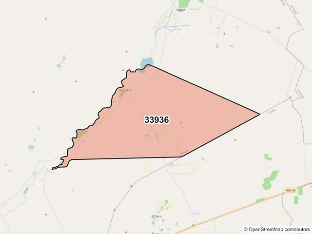 Mapa del código postal 33936, Allende, Chihuahua