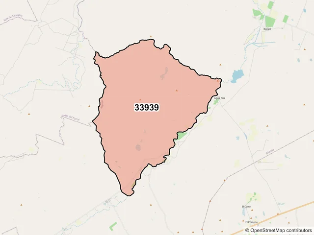 Mapa del código postal 33939, Allende, Chihuahua
