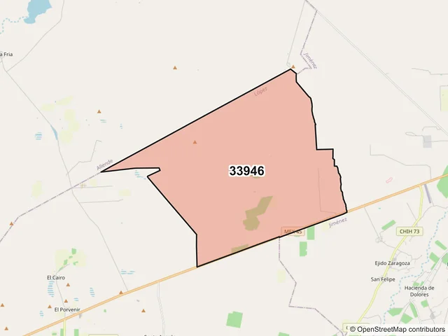 Mapa del código postal 33946, López, Chihuahua