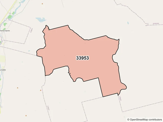 Mapa del código postal 33953, López, Chihuahua