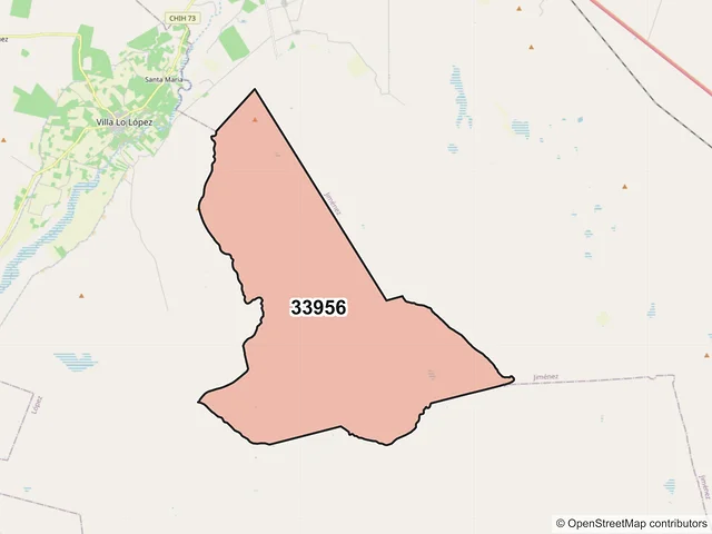Mapa del código postal 33956, López, Chihuahua