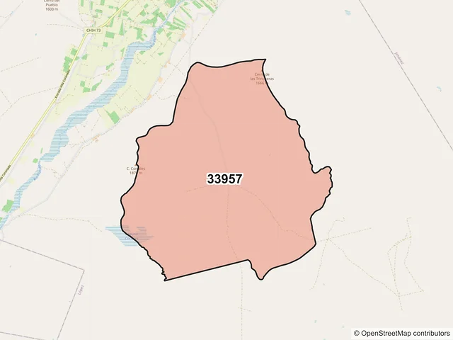 Mapa del código postal 33957, López, Chihuahua