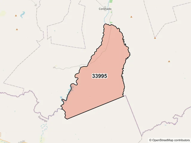 Mapa del código postal 33995, Coronado, Chihuahua