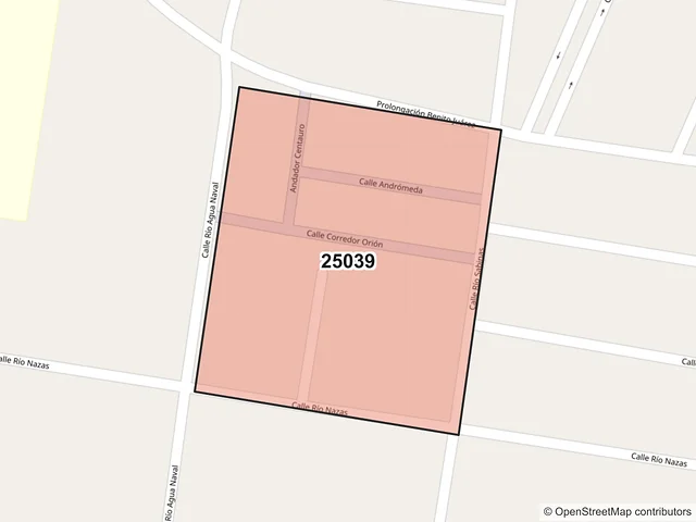 Mapa del código postal 25039, Saltillo, Coahuila de Zaragoza
