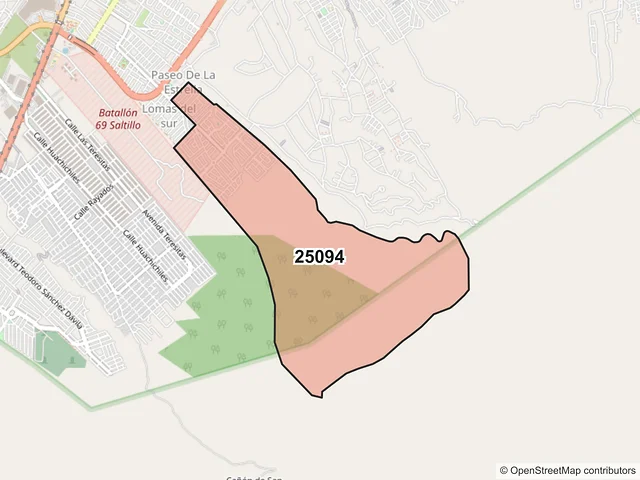 Mapa del código postal 25094, Saltillo, Coahuila de Zaragoza