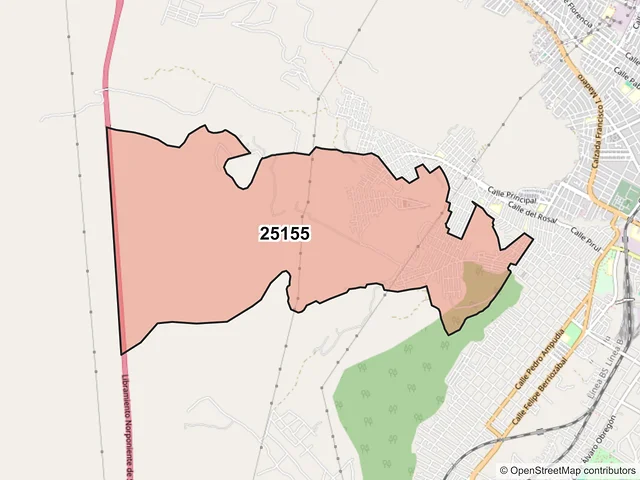 Mapa del código postal 25155, Saltillo, Coahuila de Zaragoza