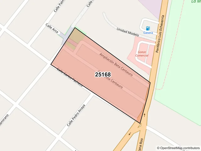 Mapa del código postal 25168, Saltillo, Coahuila de Zaragoza