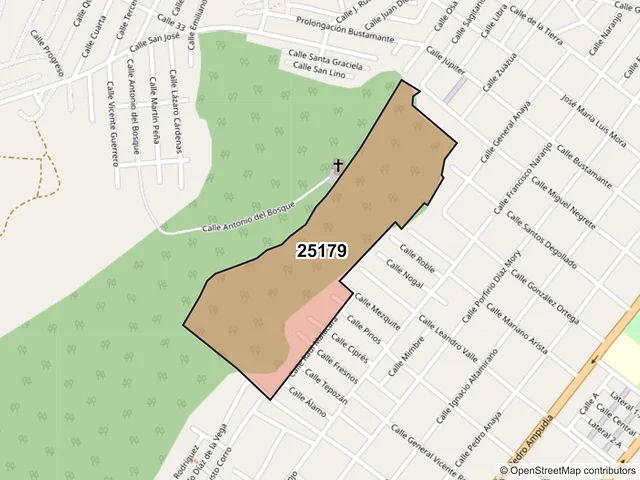 Mapa del código postal 25179, Saltillo, Coahuila de Zaragoza