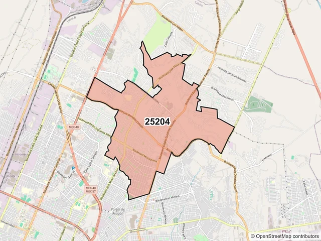 Mapa del código postal 25204, Saltillo, Coahuila de Zaragoza