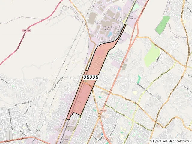Mapa del código postal 25225, Saltillo, Coahuila de Zaragoza