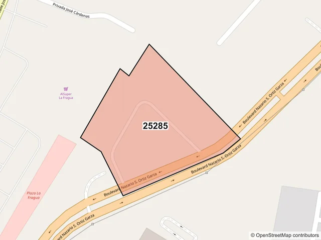 Mapa del código postal 25285, Saltillo, Coahuila de Zaragoza