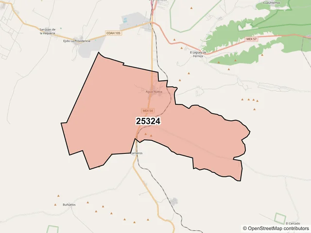 Mapa del código postal 25324, Saltillo, Coahuila de Zaragoza