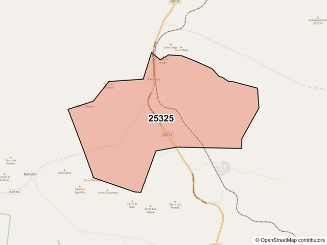 Mapa del código postal 25325, Saltillo, Coahuila de Zaragoza