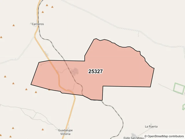 Mapa del código postal 25327, Saltillo, Coahuila de Zaragoza
