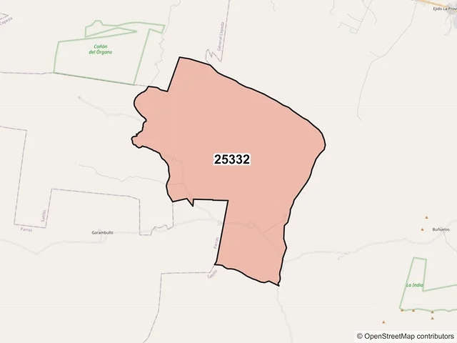 Mapa del código postal 25332, Saltillo, Coahuila de Zaragoza