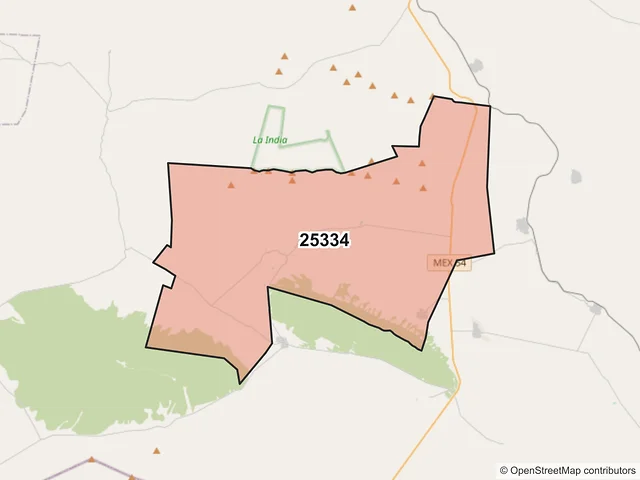 Mapa del código postal 25334, Saltillo, Coahuila de Zaragoza