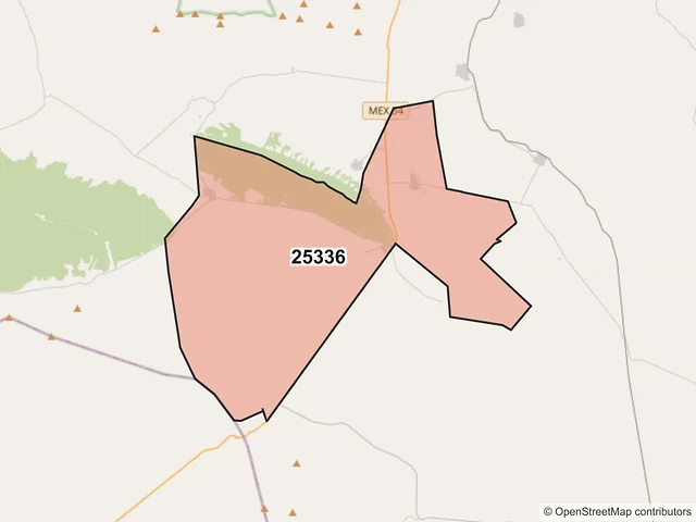 Mapa del código postal 25336, Saltillo, Coahuila de Zaragoza