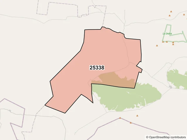 Mapa del código postal 25338, Saltillo, Coahuila de Zaragoza
