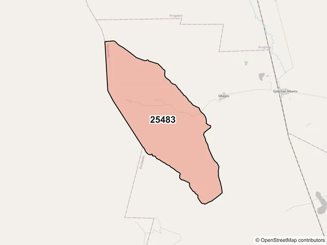 Mapa del código postal 25483, Escobedo, Coahuila de Zaragoza