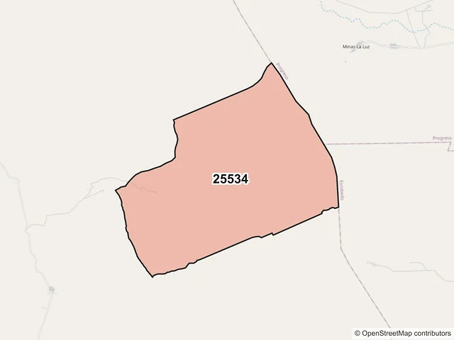 Mapa del código postal 25534, San Buenaventura, Coahuila de Zaragoza