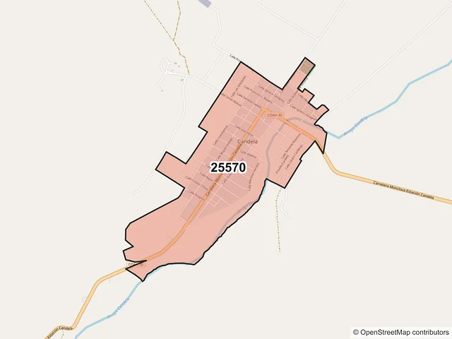 Mapa del código postal 25570, Candela, Coahuila de Zaragoza