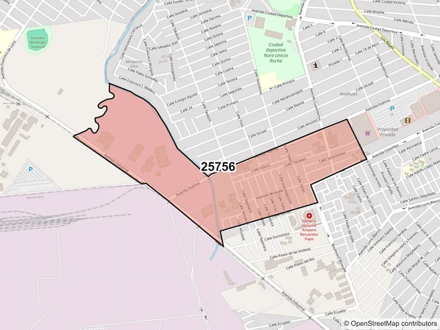 Mapa del código postal 25756, Monclova, Coahuila de Zaragoza