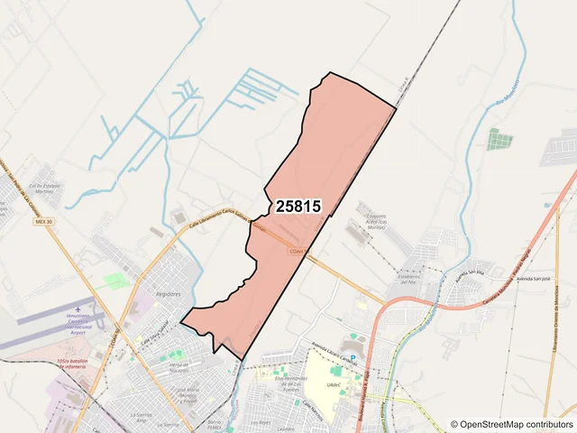 Mapa del código postal 25815, Frontera, Coahuila de Zaragoza