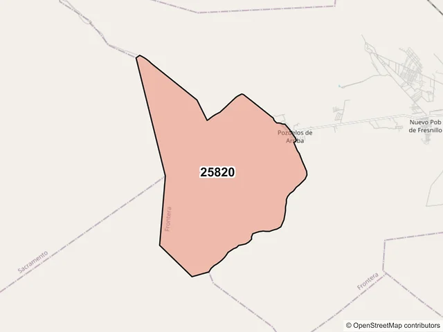 Mapa del código postal 25820, Frontera, Coahuila de Zaragoza