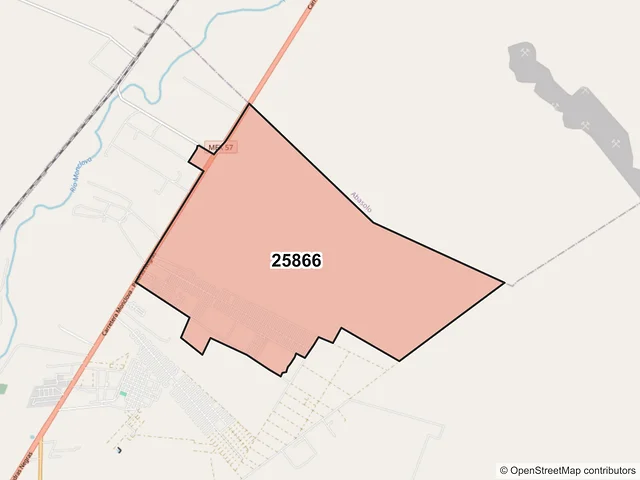 Mapa del código postal 25866, Monclova, Coahuila de Zaragoza