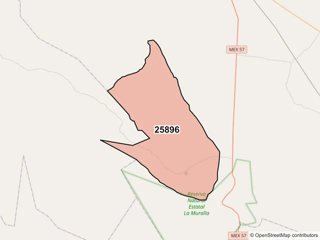 Mapa del código postal 25896, Castaños, Coahuila de Zaragoza