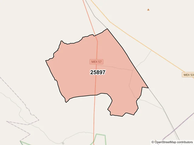 Mapa del código postal 25897, Castaños, Coahuila de Zaragoza