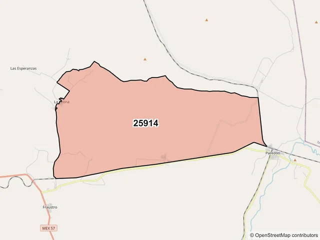 Mapa del código postal 25914, Ramos Arizpe, Coahuila de Zaragoza