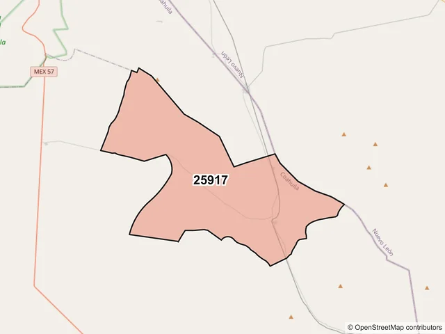 Mapa del código postal 25917, Ramos Arizpe, Coahuila de Zaragoza
