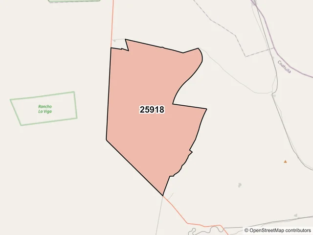 Mapa del código postal 25918, Ramos Arizpe, Coahuila de Zaragoza