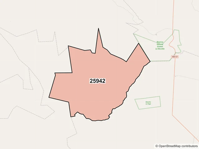 Mapa del código postal 25942, Ramos Arizpe, Coahuila de Zaragoza