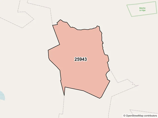 Mapa del código postal 25943, Ramos Arizpe, Coahuila de Zaragoza