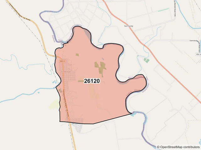 Mapa del código postal 26120, Piedras Negras, Coahuila de Zaragoza